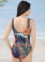 Laurina Badeanzug mit buntem Druckdessin und Halbkorsage 