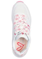 SKECHERS Schn&uuml;r-Sneaker mit niedlichen Herzchen bedruckt WEISS-PINK