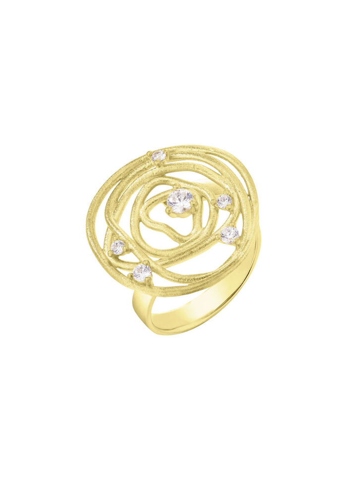 Mattierter Damenring mit Zirkonia 