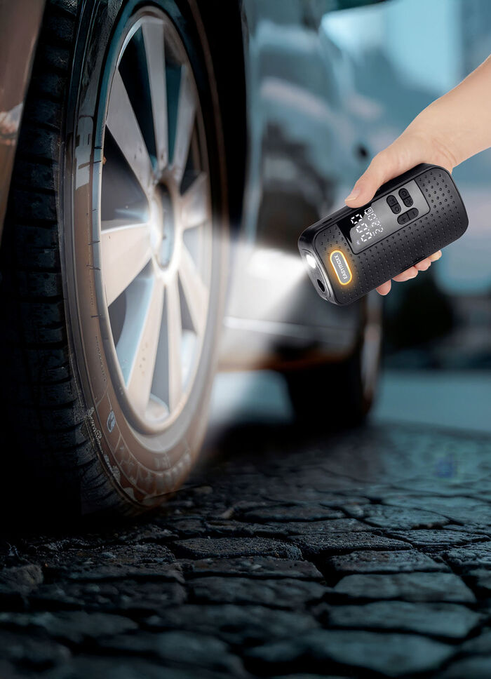 EASYmaxx Akku-Handkompressor mit LED-Beleuchtung 