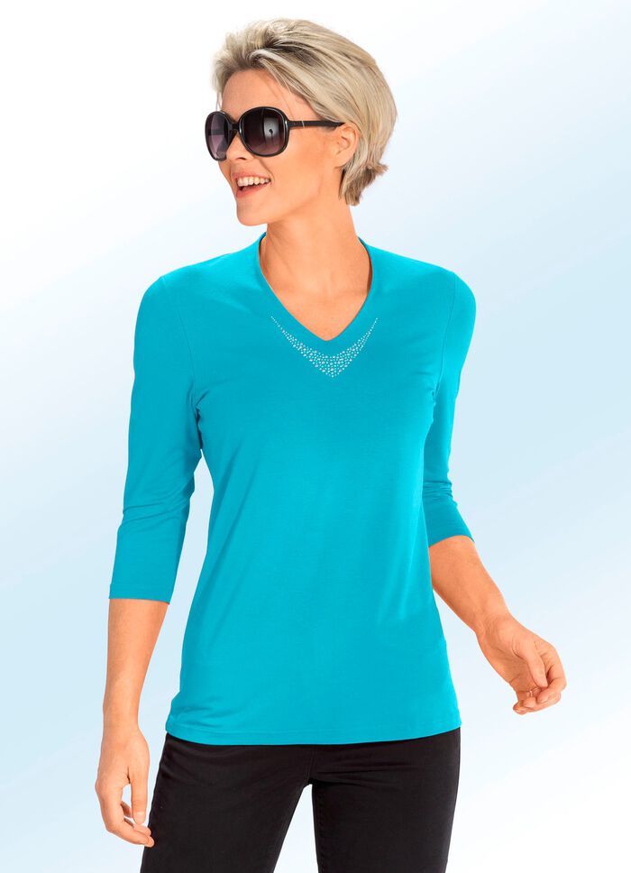 Shirt mit V-Ausschnitt in 5 Farben 