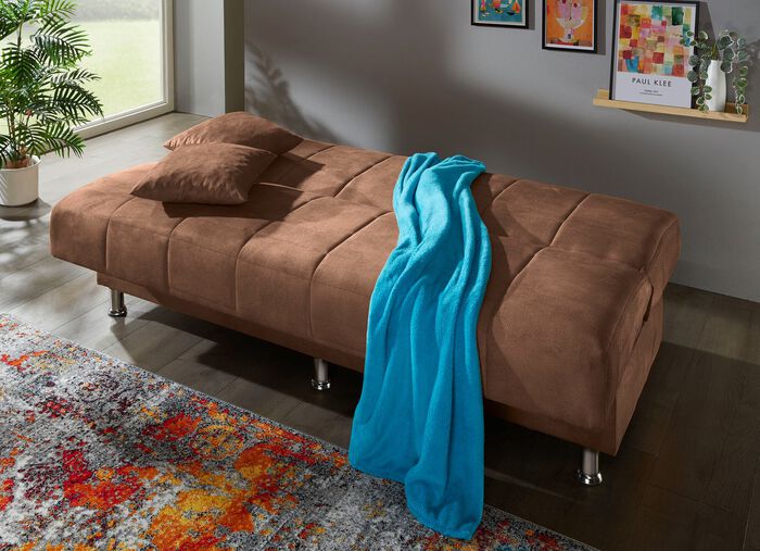 Schlafsofa mit Bettkasten und Dekokissen 