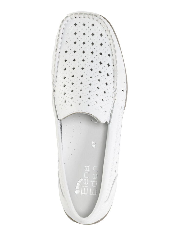 ELENA EDEN, sommerliche Damen-Slipper, Weite H, mit herausnehmbarem Fu&szlig;bett WEISS