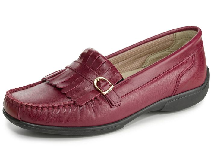 ELENA EDEN, klassische Damen-Slipper, Weite H, mit herausnehmbarem Lederfu&szlig;bett BORDEAUX