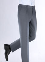 "Klaus Modelle"-Hose mit Bundfalten in 3 Farben RAUCHBLAU MELIERT