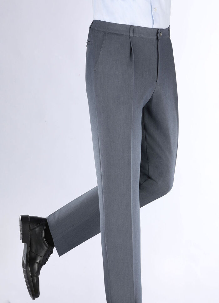 "Klaus Modelle"-Hose mit Bundfalten in 3 Farben RAUCHBLAU MELIERT