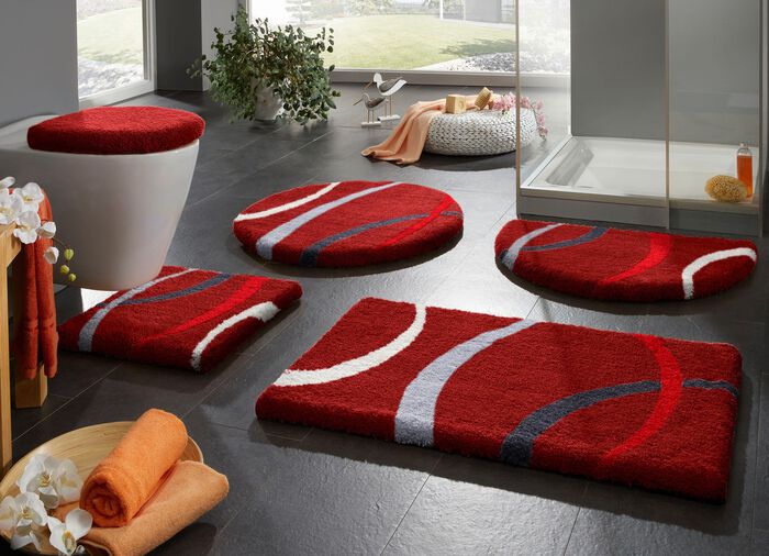 Supersoft Badgarnitur mit Latex-R&uuml;ckseite von Grund ROT