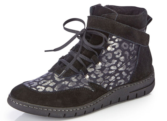 ELENA EDEN Schnür-Bootie aus Veloursleder SCHWARZ