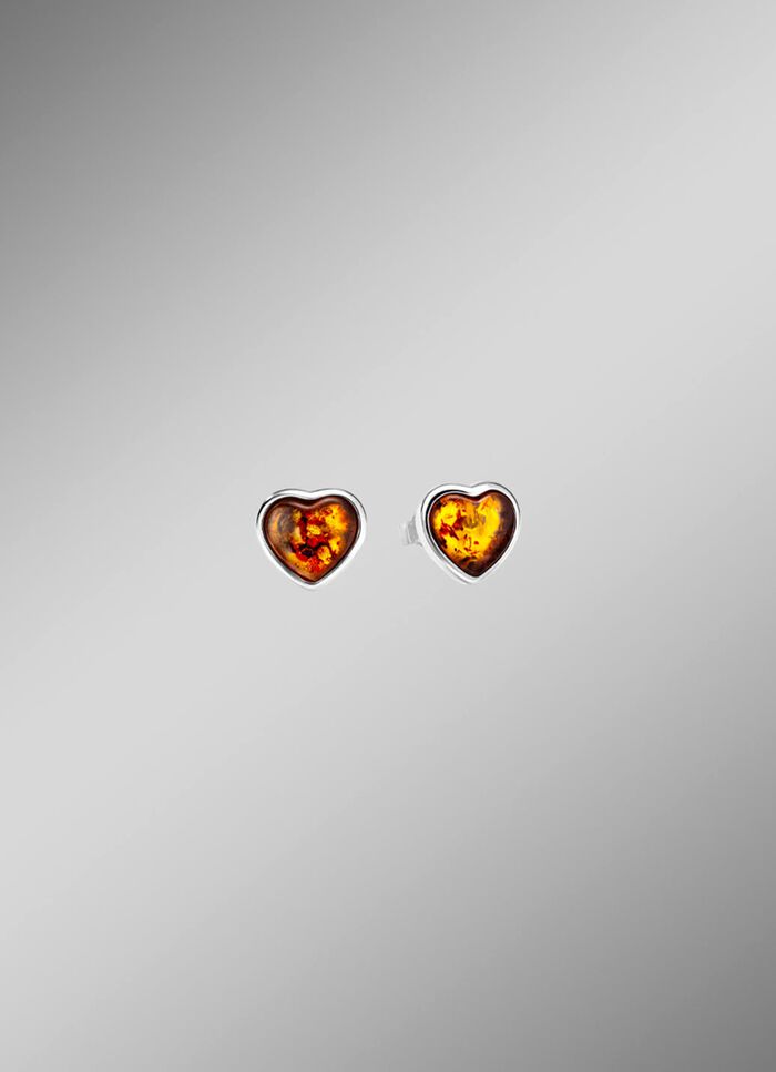 Herz-Ohrstecker mit Bernstein  
