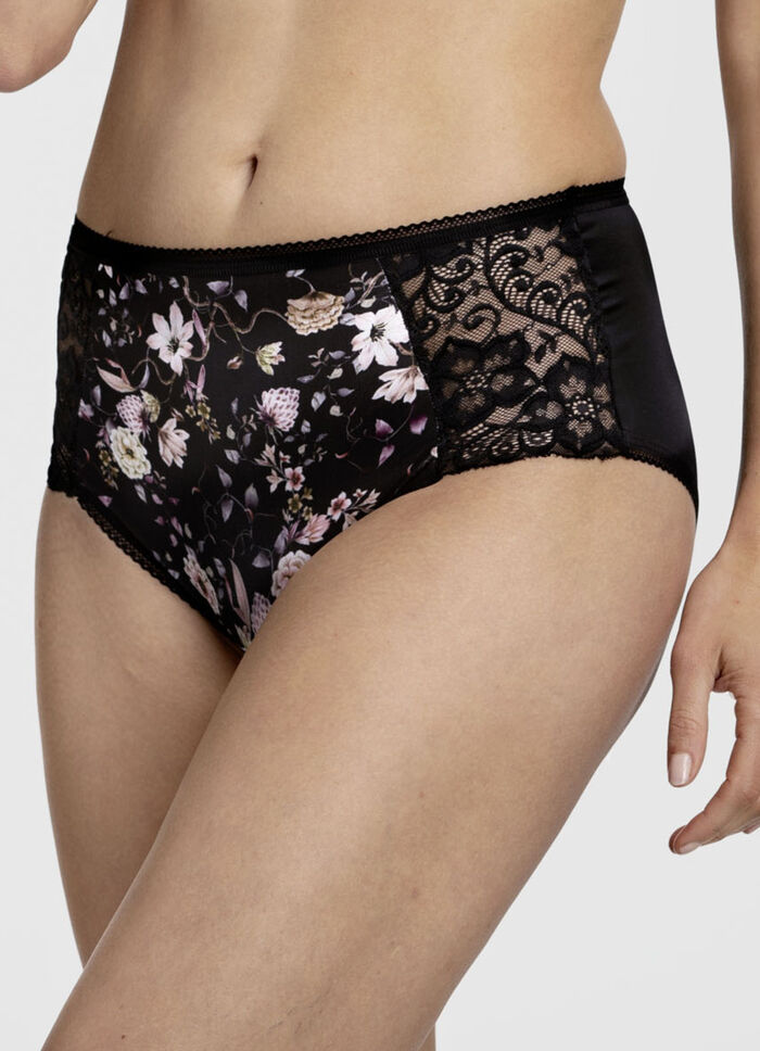 Miss Mary Slip mit farbharmonischem Floraldessin SCHWARZ-BUNT