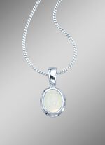 Anh&auml;nger mit Panzerkette und echtem, wei&szlig;en Mondstein 