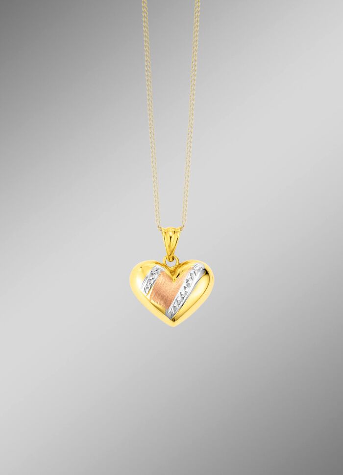 Diamantierter Herz-Anh&auml;nger in Tricolor 