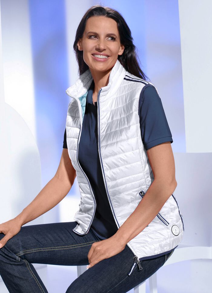 Funktionsweste mit Kontrastpaspelierungen NATURWEISS