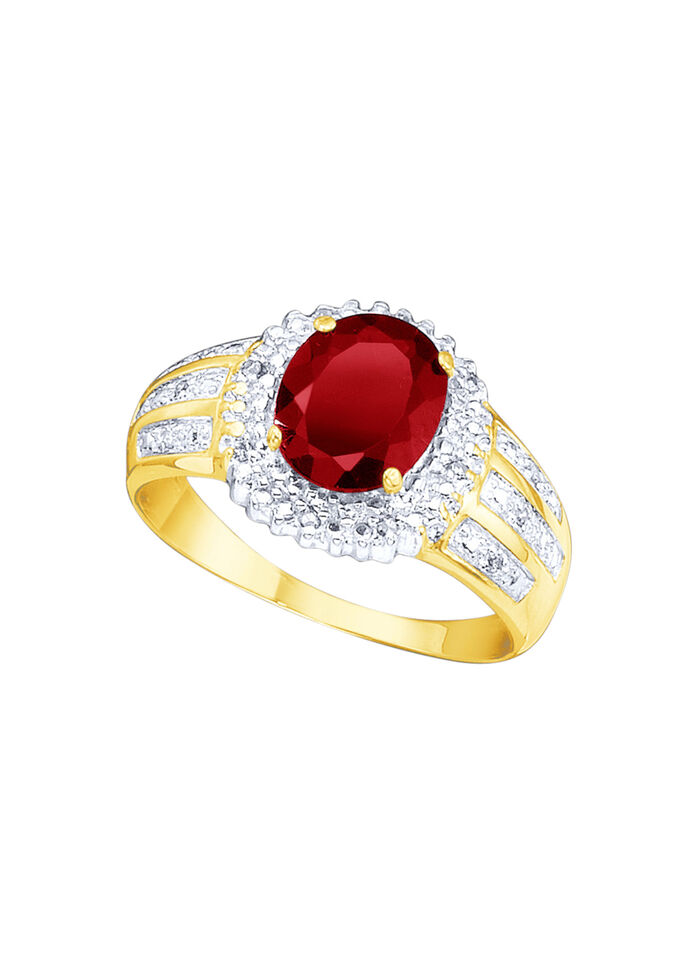 Damenring mit echt Granat und Diamanten 