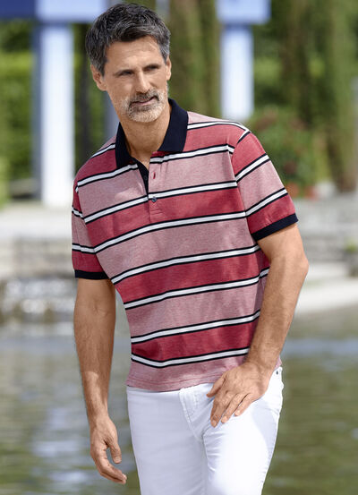Poloshirt mit Strickkragen 