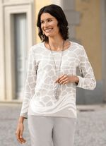 Pullover in Jacquard-Dessin HELLGRAU-WEISS