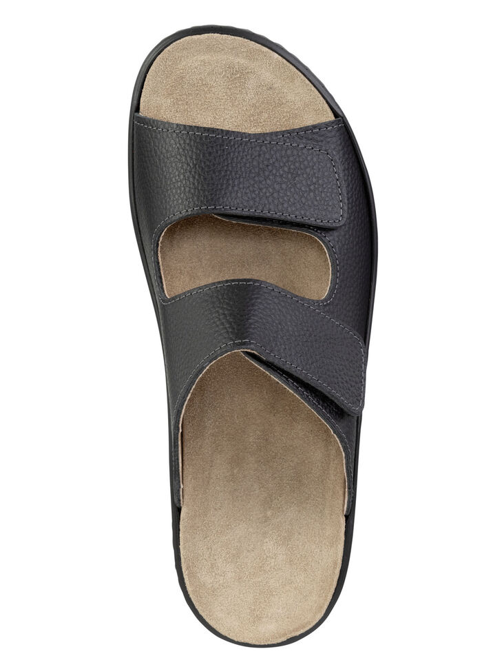 GINO GALANTE, bequeme Herren-Pantoletten, Weite H, mit herausnehmbarem Fußbett SCHWARZ