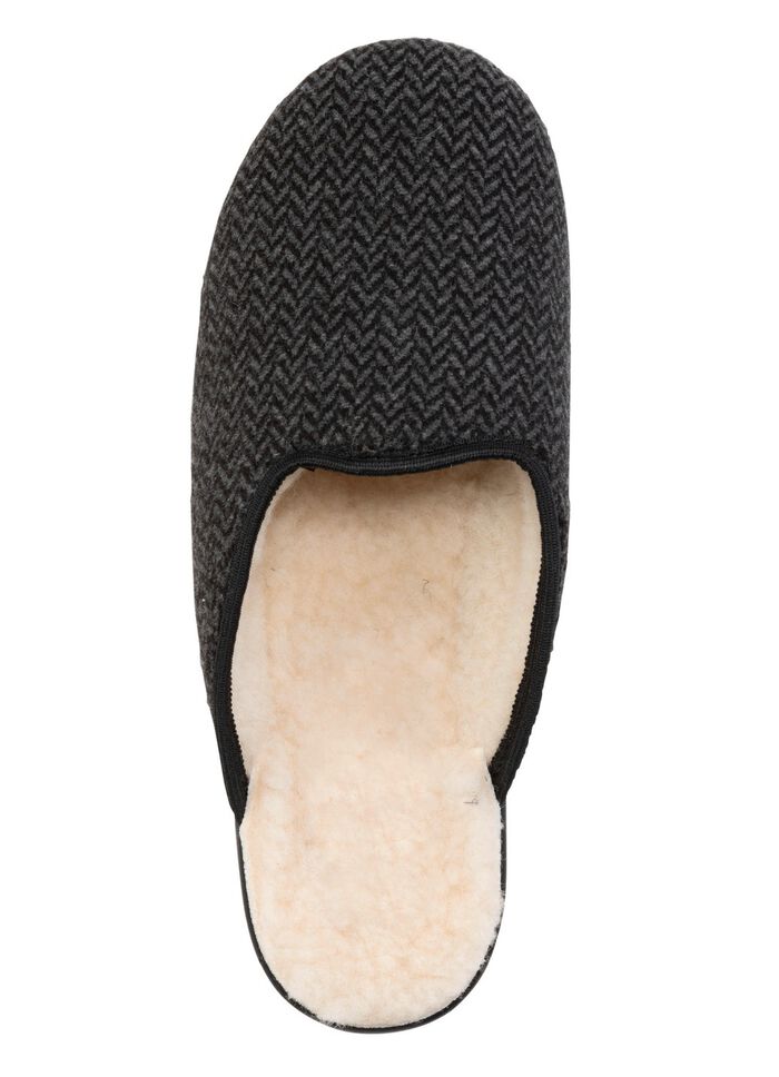Textil-Pantoffel mit Warmfutter aus reiner Wolle ANTHRAZIT
