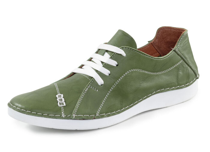 ELENA EDEN Schnürschuh mit Knitter-Struktur und Zier-Nähten GRÜN