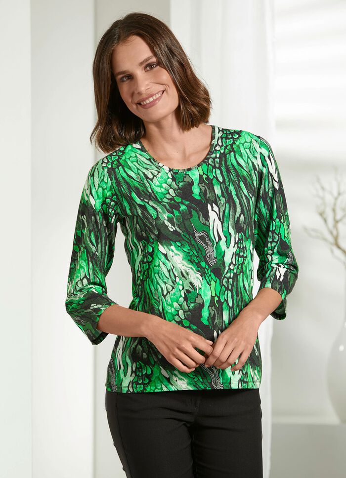 Bezauberndes Shirt mit softem Griff in 2 Farben GR&Uuml;N-SCHWARZ