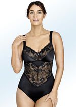 Miss Mary Hosenkorselett mit Elastikspitzeneins&auml;tzen SCHWARZ
