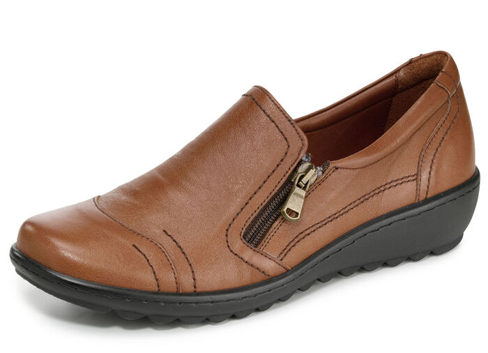 Gemini Slipper aus weichem Rind-Nappaleder COGNAC