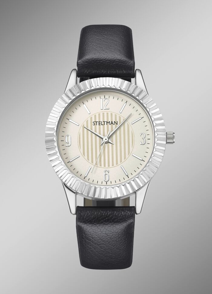 Quartz-Damenuhr mit 3 wechselbaren L&uuml;netten 