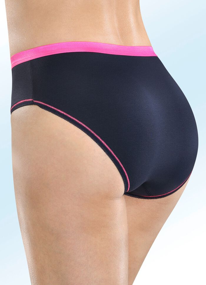 F&uuml;nferpack Slips mit pinkfarbenem Elastikbund 