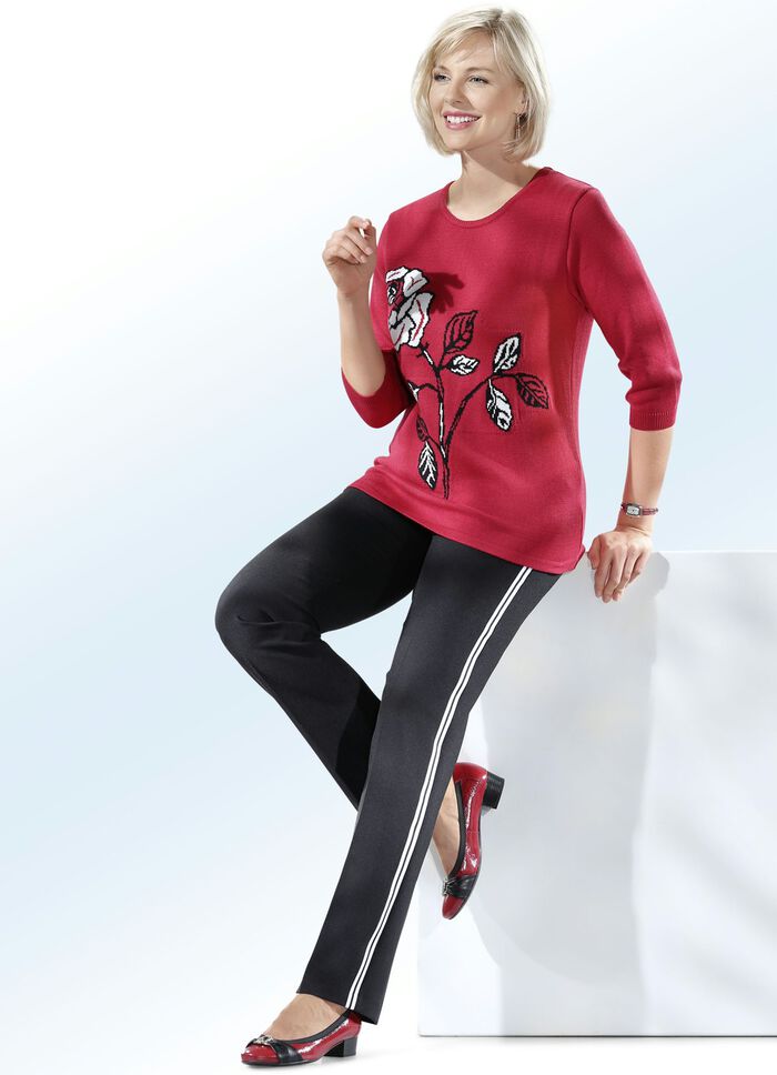 Hose mit angesagtem Zierband SCHWARZ