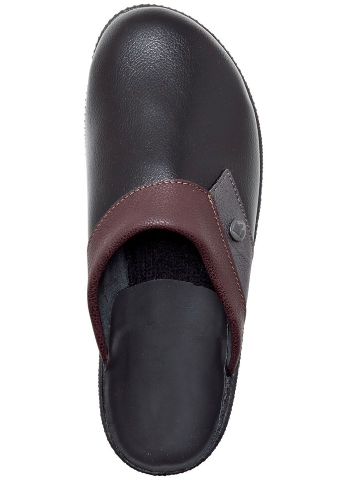 Pantolette mit anatomisch geformten Tieffu&szlig;bett SCHWARZ-BORDEAUX-GRAU