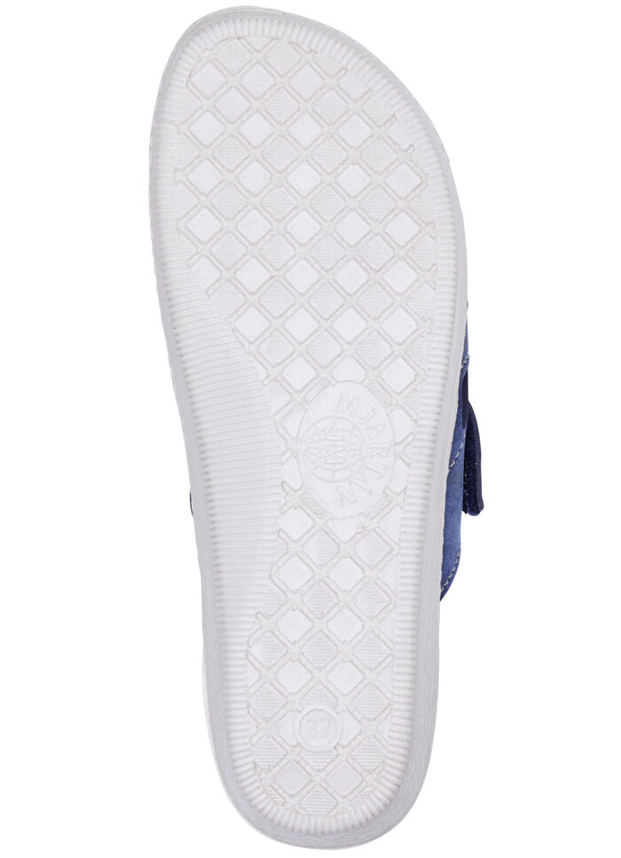 Klassische Damen-Pantoletten, Weite H, mit elastischem Material BLAU