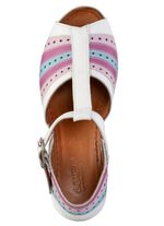 Gemini, modische Damen-Sandaletten, Weite G, mit Gummizug WEISS-BUNT