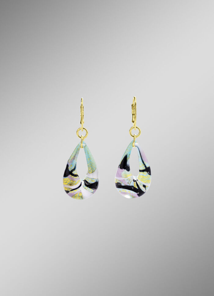 Ohrringe mit Muranoglas in Hellblau- und Goldtönen 