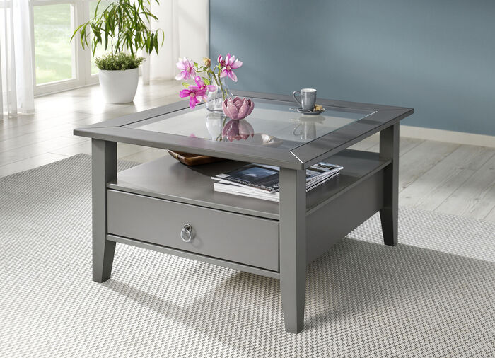 Couchtisch aus massivem Kiefernholz GRAU