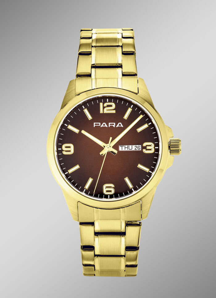 Para-Quartz-Herrenuhr mit Stahlbandgehäuse 