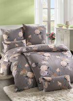 Microfaser Bettw&auml;sche-Garnitur mit Rei&szlig;verschluss GRAU