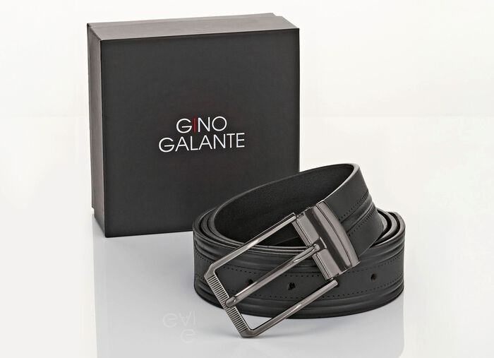 GINO GALANTE Herren-G&uuml;rtel inkl. Box, zum K&uuml;rzen, 4 cm breit SCHWARZ