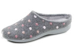 Laurina, klassische Damen-Hausschuhe, mit Pünktchen-Stickerei GRAU