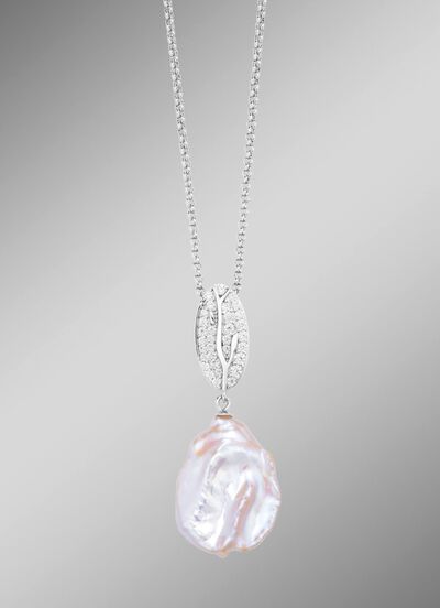 Anh&auml;nger mit Keshi-Perlen und synth. Zirkonia 