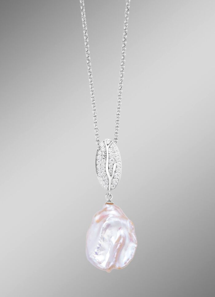 Anh&auml;nger mit Keshi-Perlen und synth. Zirkonia 