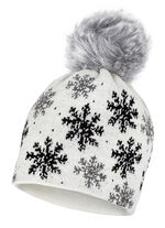 Trendige Damen-Mütze, mit Schneeflocken-Dessin WEISS