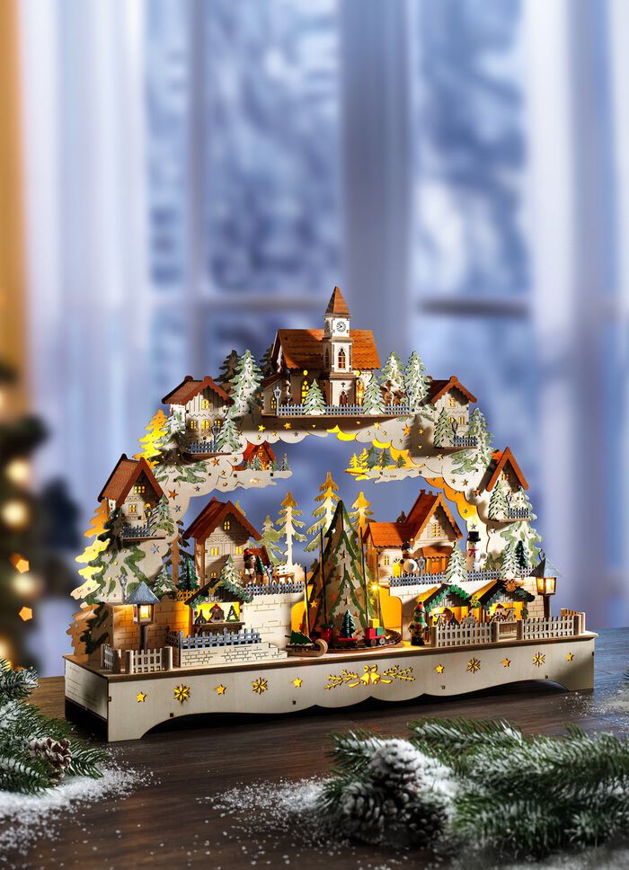 Schwibbbogen aus Holz mit LED-Beleuchtung 