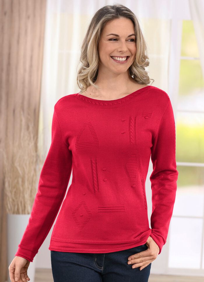 Pullover mit feinen Strukturen ROT