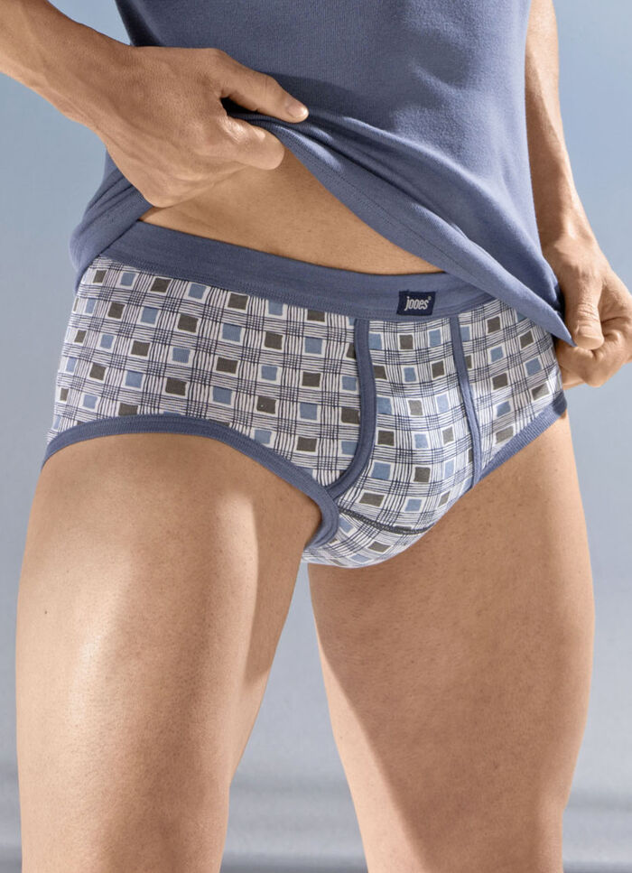 Viererpack Slips aus Feinripp, mit Karodessin 