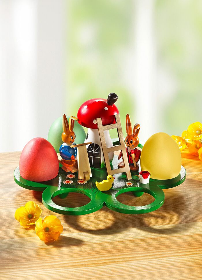 Eierhalter mit Hasenszene 