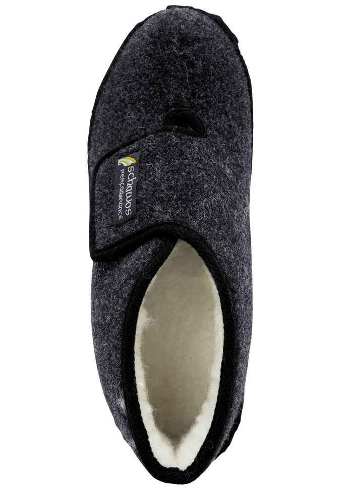Gef&uuml;tterte Herren-Hausschuhe, mit Schurwolle ANTHRAZIT-SCHWARZ