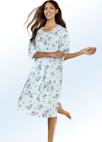 Nachthemd mit Raffungen und 3/4-langen &Auml;rmeln HELLT&Uuml;RKIS-BUNT