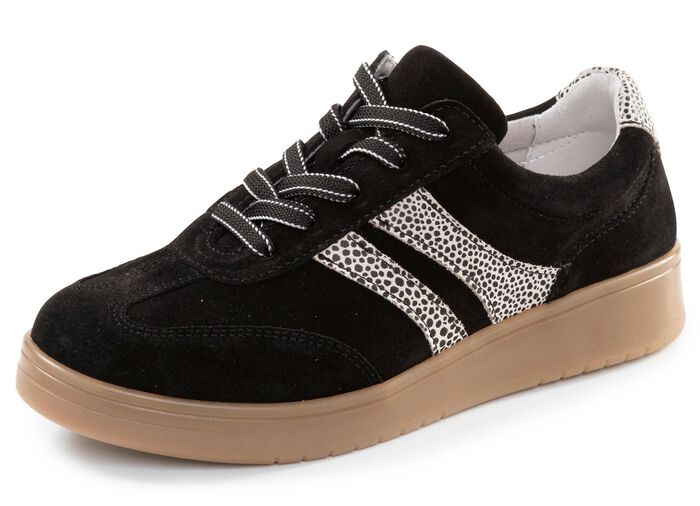 ELENA EDEN, trendige Damen-Sneaker, Weite K, mit herausnehmbarem Fu&szlig;bett SCHWARZ-BEIGE
