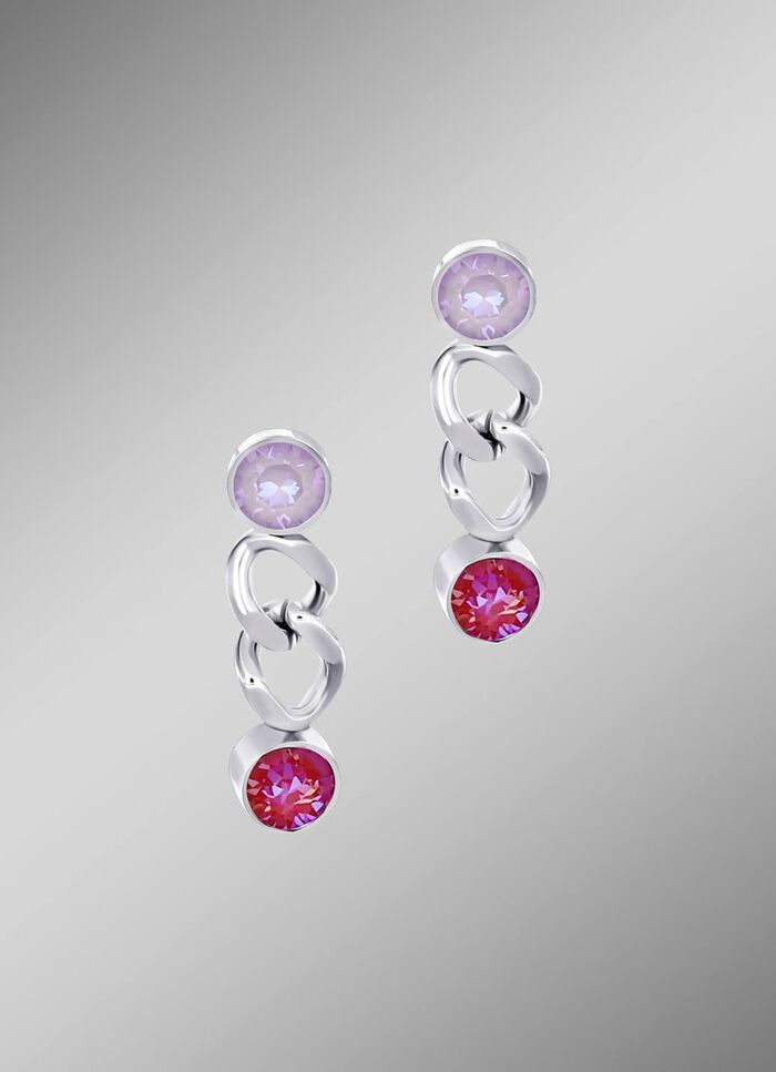 Ohrstecker mit Kristallen in Pink 