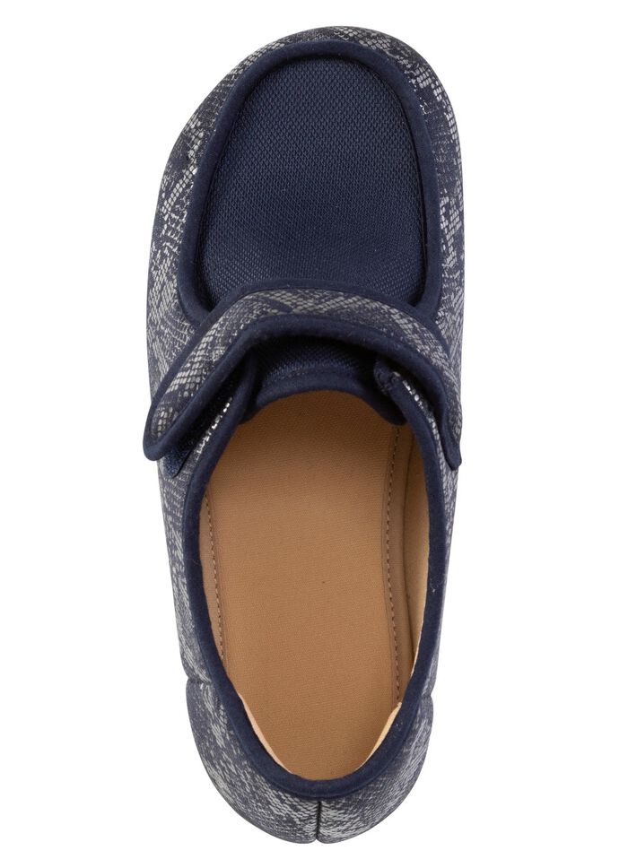 ELENA EDEN Hausschuh aus teilweise gl&auml;nzend bedrucktem Textilmaterial BLAU